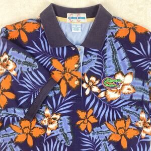 VTG University Of Florida Gators Mens M Orange Blue Floral Hawaiian Golf Polo